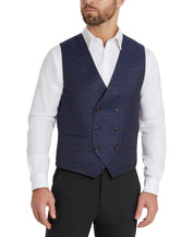 Tayion Collection Men's Classic Fit Jacquard Suit Vest Navy Blue Large