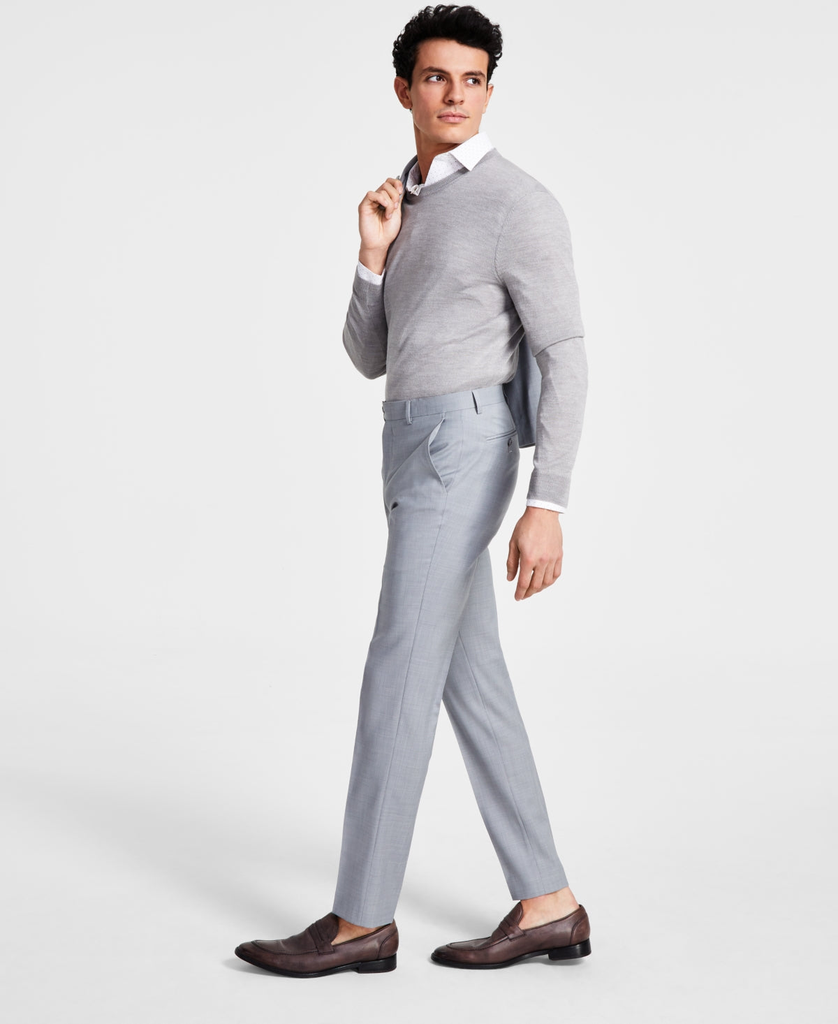Bar Iii Men Skinny fit Dress Pants 28 / 29 Grey Solid