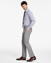 Tommy Hilfiger Mens Modern Fit Wool Suit Dress Pants Grey Camel Plaid 34 x 30
