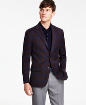 Tommy Hilfiger Mens Modern fit Sport Coat Blazer 40 R Burgundy  Red Plaid