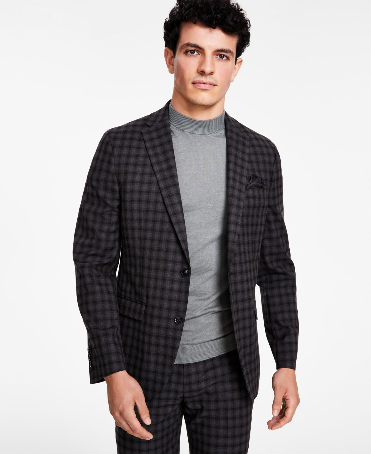 Bar Iii Mens Skinny fit Suit Jacket Blazer 38 R Brown Check