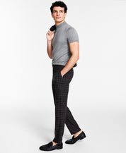 Bar Iii Men Slim fit Dress Pants 32 / 30 Brown Grey Plaid Stretch