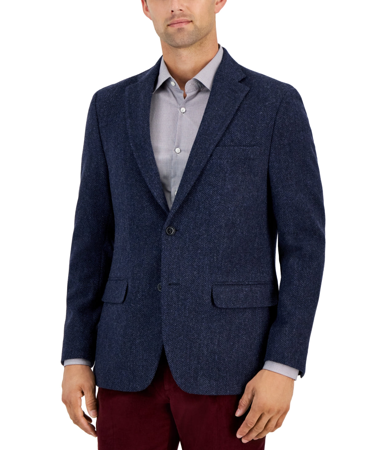 Tommy Hilfiger Mens Modern Fit Wool Sport Coat Blazer Blue 36S Plaid