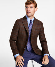 Tommy Hilfiger Mens Modern Fit Wool  Sport Coat Blazer  Brown Blue 44S
