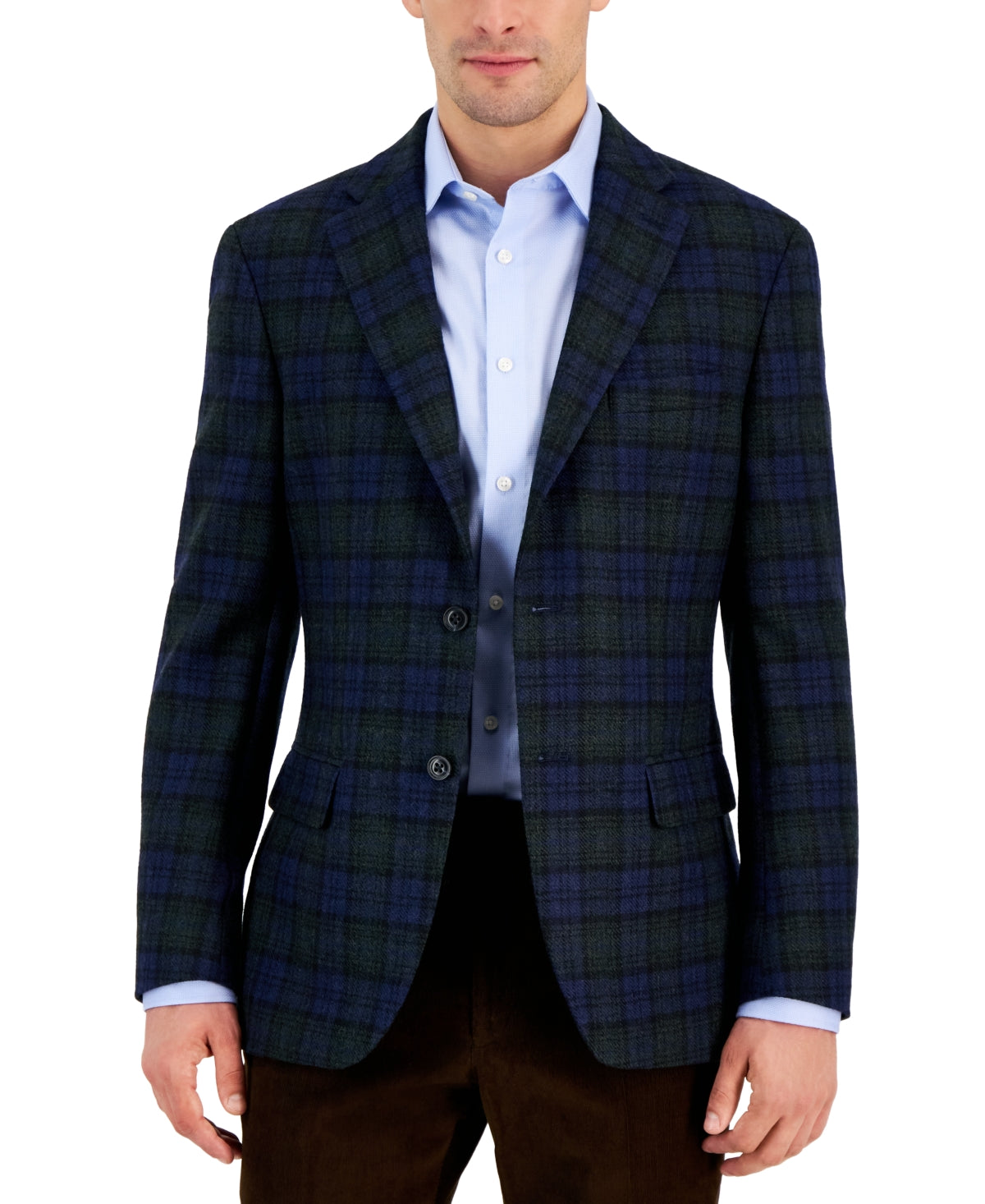 Tommy Hilfiger Men's Modern Fit All Wool Sport Coat Blue Green 40R