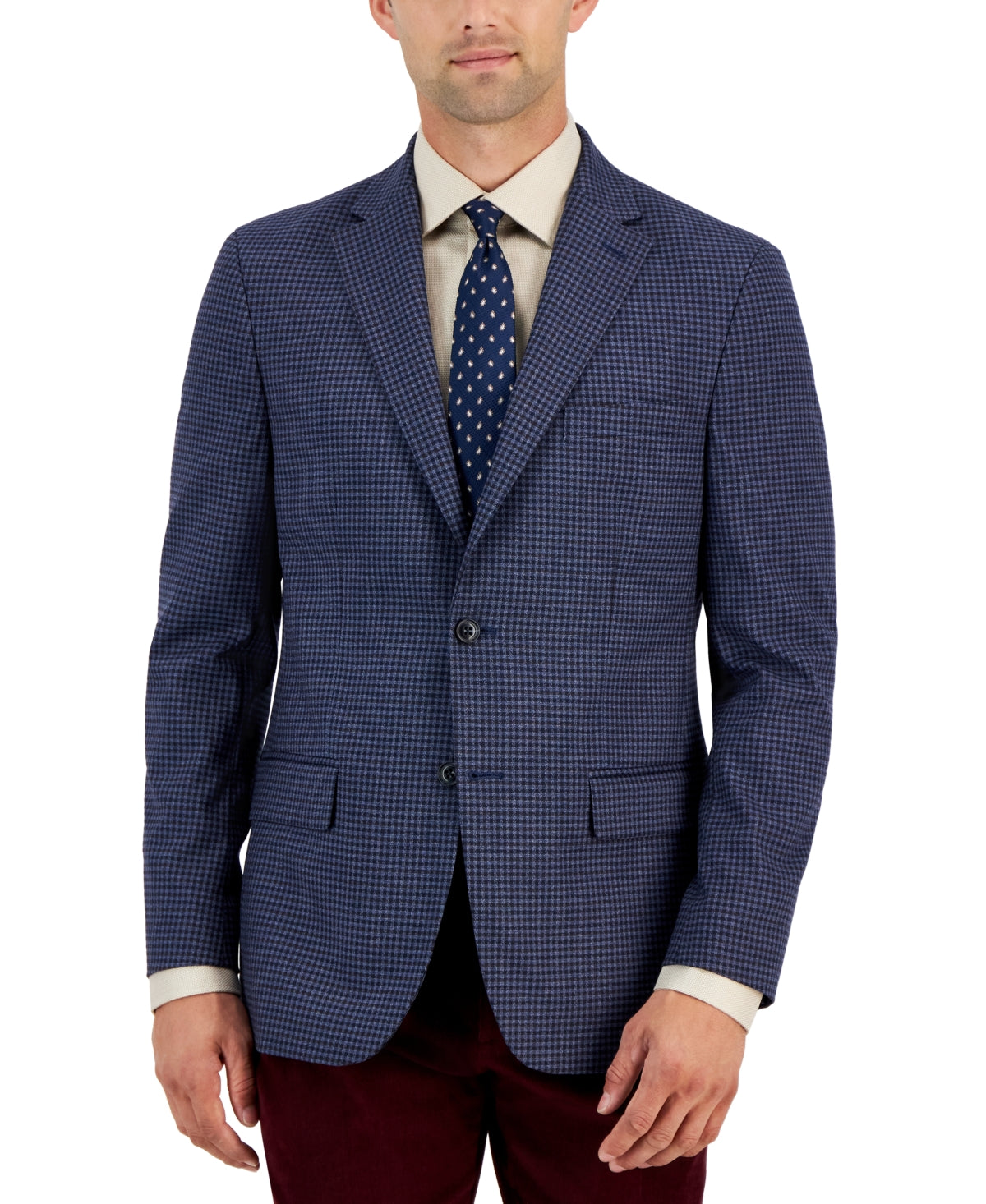 Tommy Hilfiger Mens Modern Fit Sport Coat Blazer Blue Brown 36R