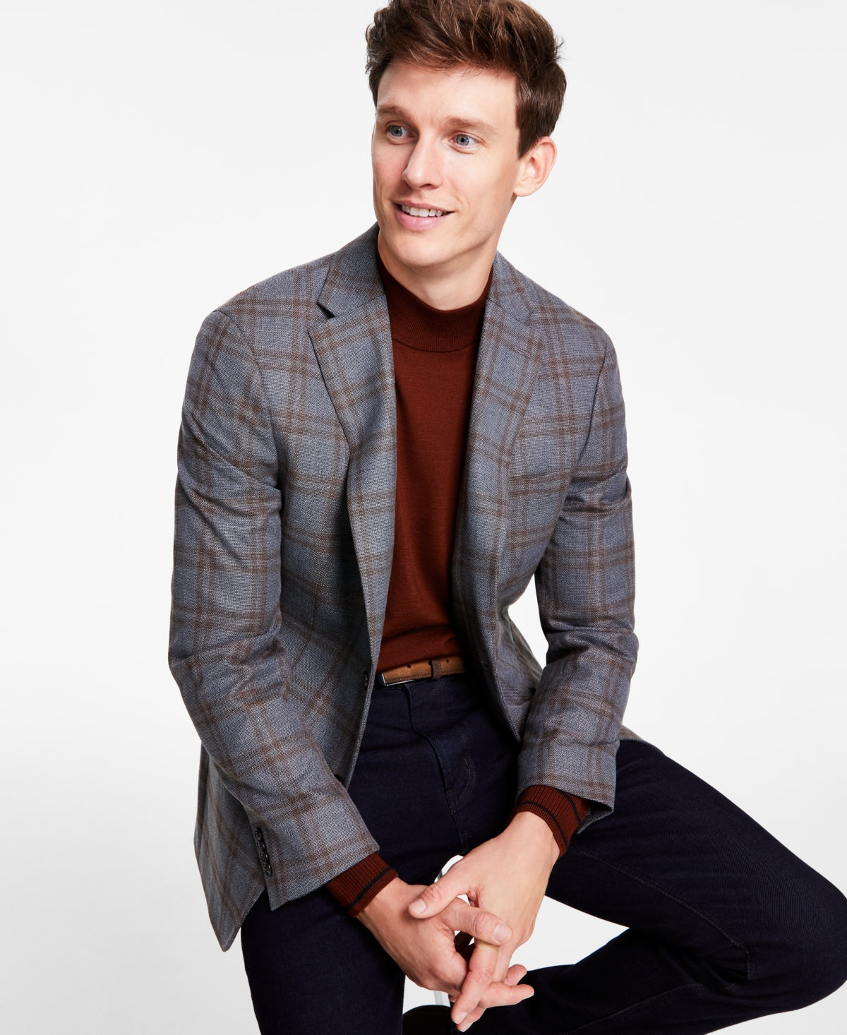 Tommy Hilfiger Mens Modern fit Sport Coat Blazer 36 R Grey Plaid