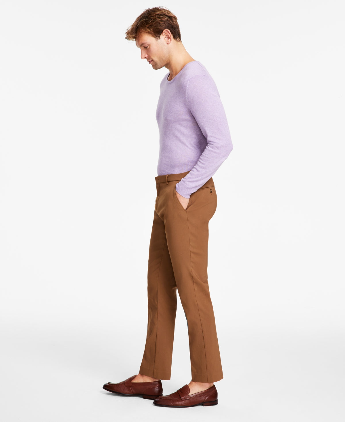 Tommy Hilfiger Mens Modern Fit Flex Dress Pants Camel Brown 32 x 30