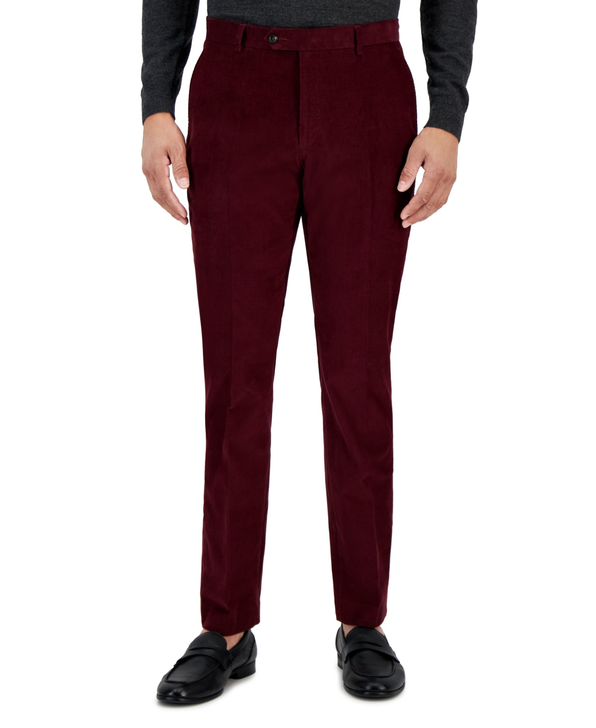 Tommy Hilfiger Men's Modern Fit Solid Corduroy Pants Burgundy Red 36 x 30