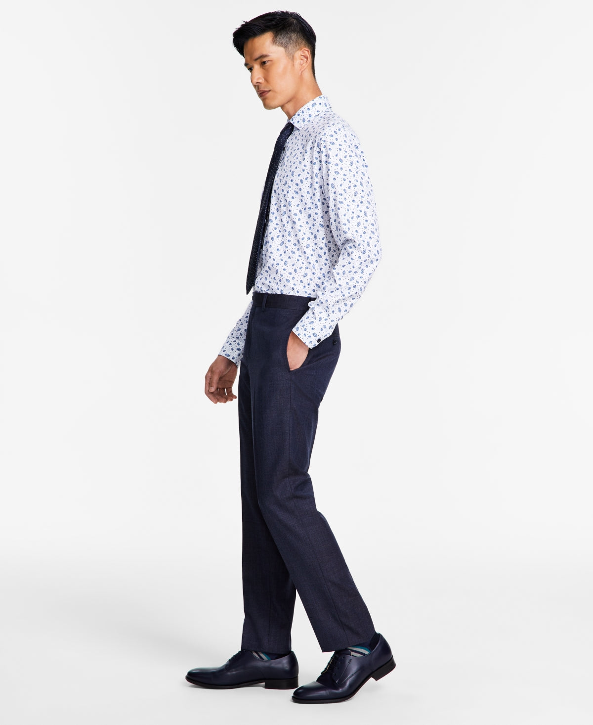 Tallia Men's Slim Fit Stretch Solid Suit Dress Pants Blue Solid 36 x 32