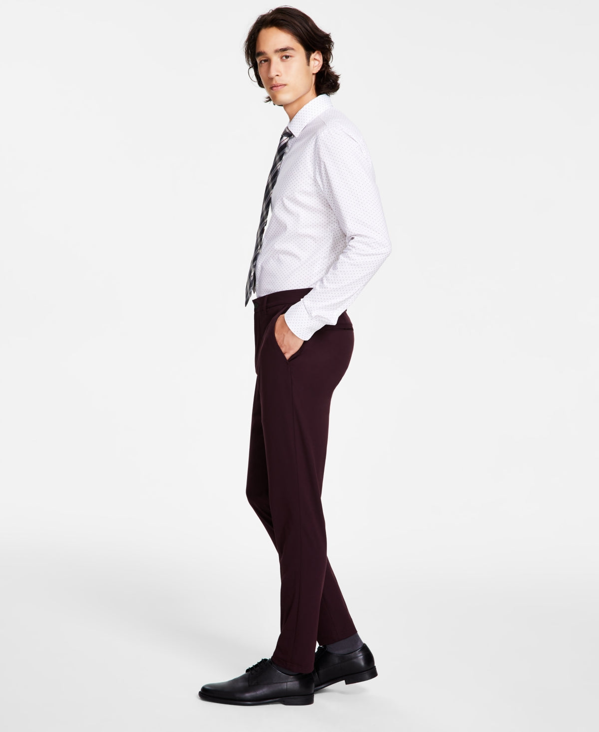 Calvin Klein Mens Slim fit Dress Pants 30 / 32 Red Solid Stretch