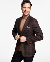 Tallia Mens Slim fit Sport Coat Blazer 42 L Brown Plaid