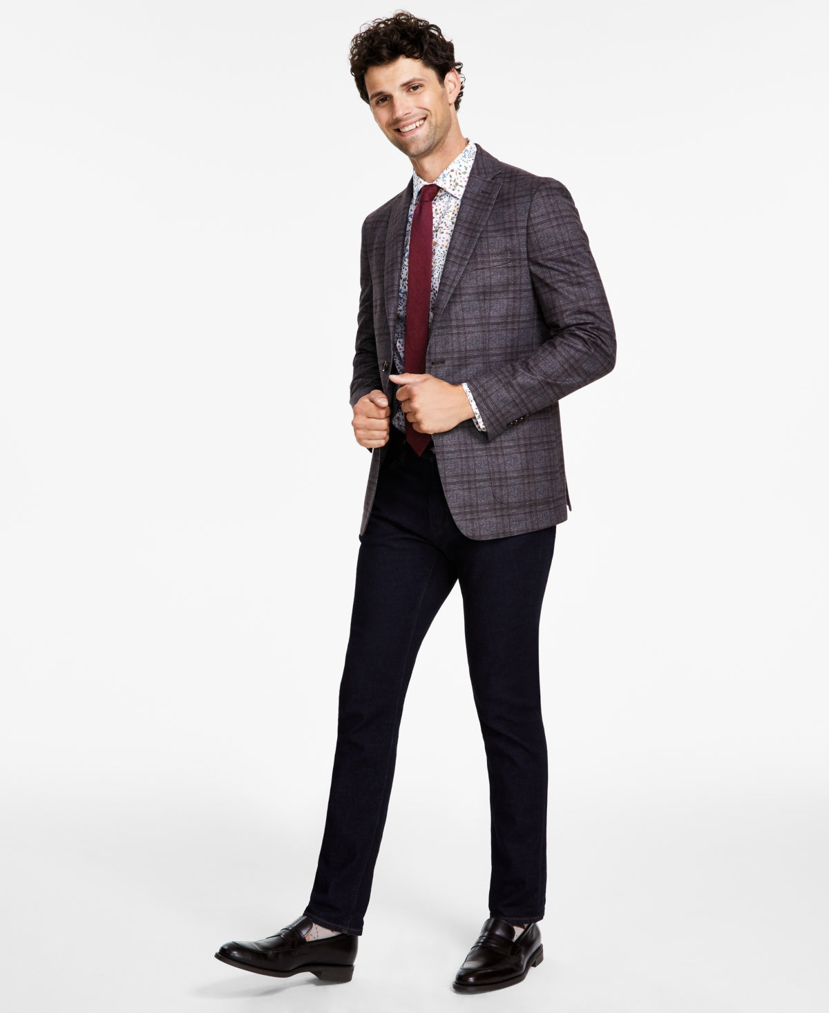 Bar Iii Men's Slim Fit Knit Sport Coat Blazer Brown  36S