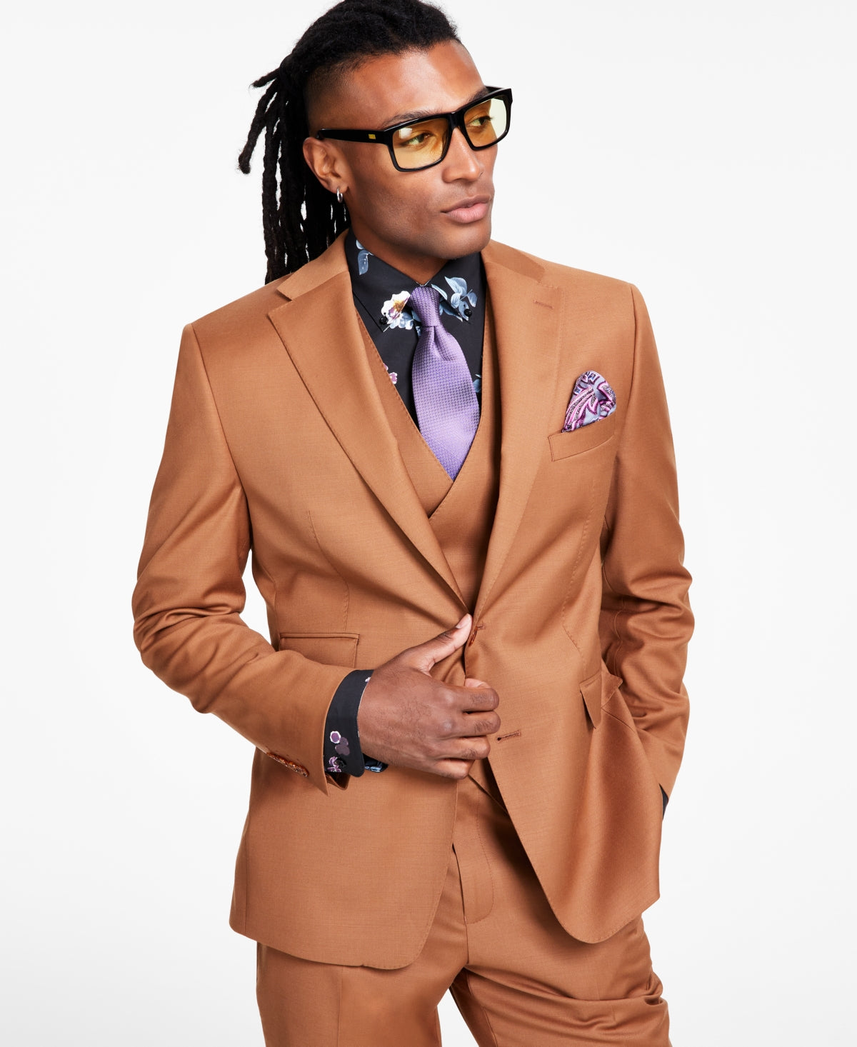 Tayion Collection Men's Classic Fit Copper Suit Jacket Copper 42L
