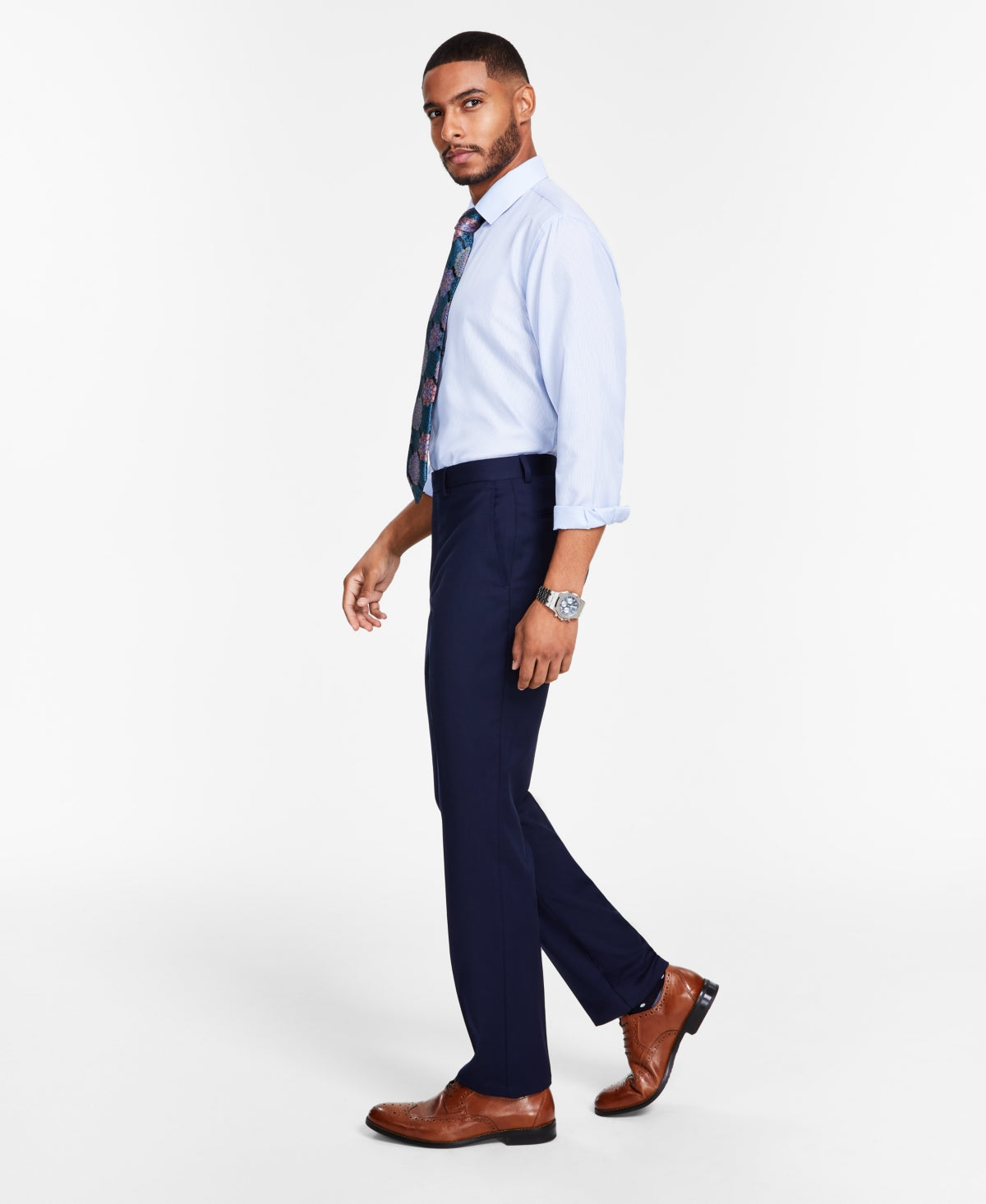 Tayion Collection Men's Classic Fit Suit Dress Pants Dark Blue 40 x 30