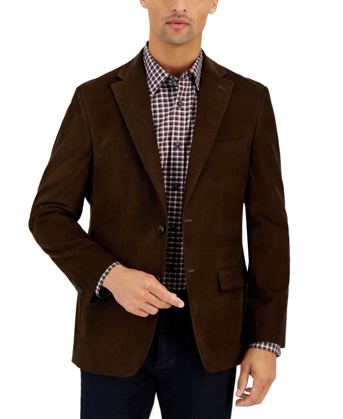 Tommy Hilfiger Men's Modern Fit Corduroy Sport Coat Brown 38R