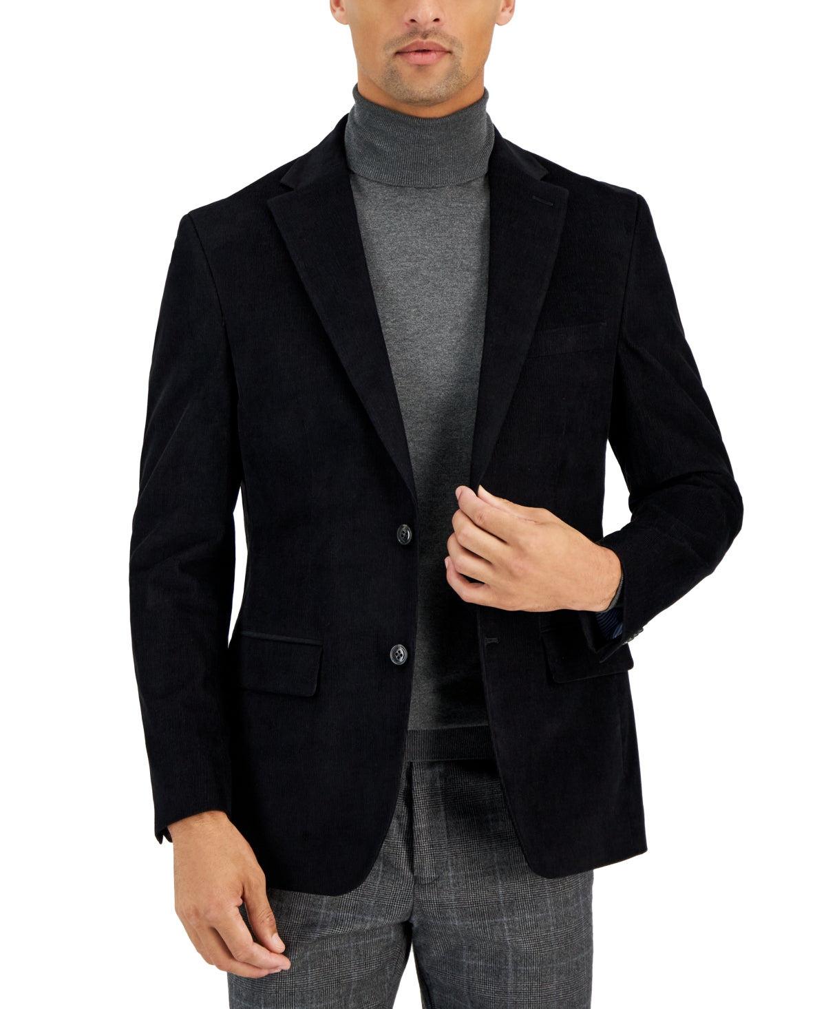 Tommy Hilfiger Modern Fit Corduroy Sport Coat Blazer Black 38R