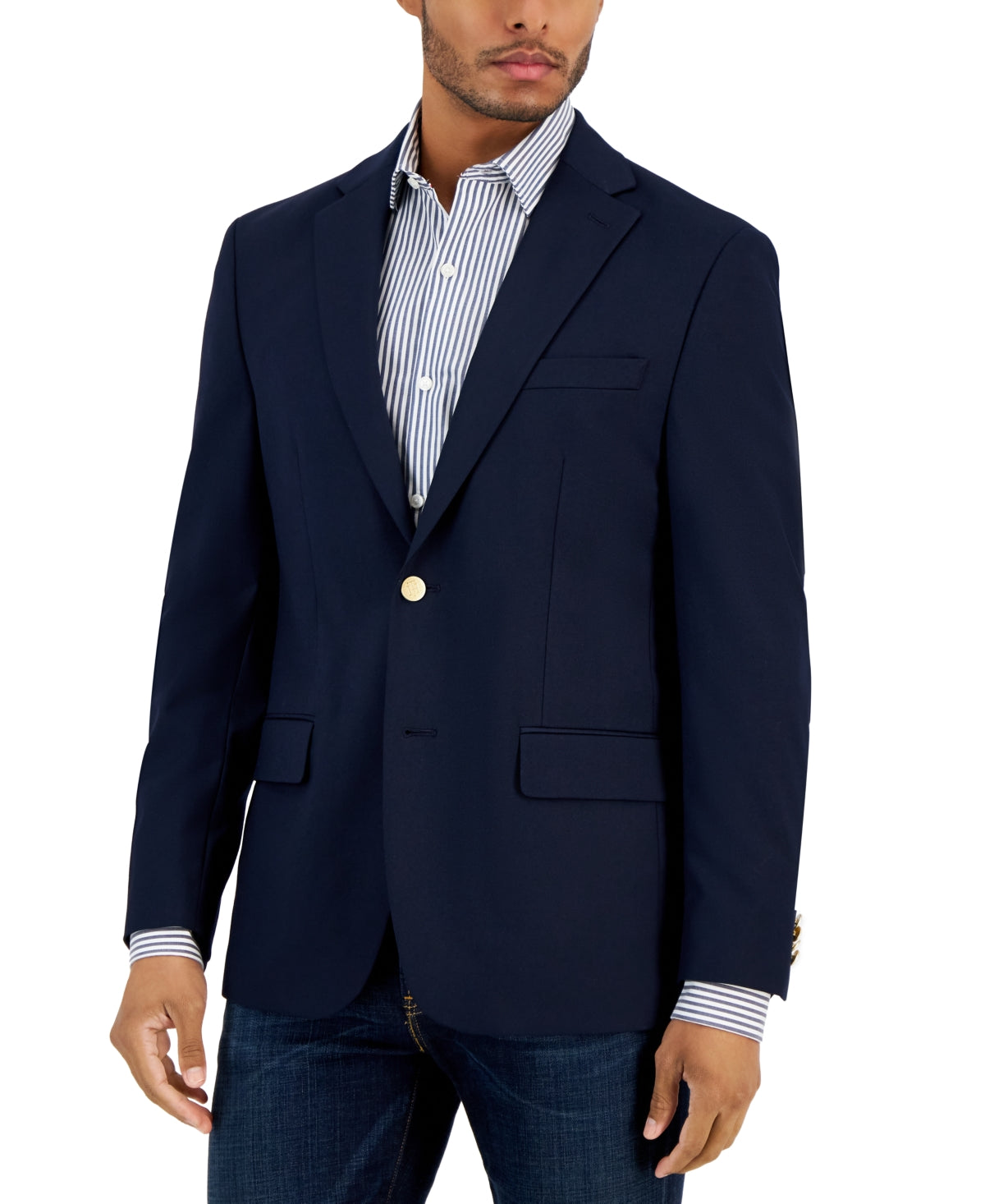 Tommy Hilfiger Mens Modern fit Sport Coat Blazer 46 R Navy Blue Solid Stretch