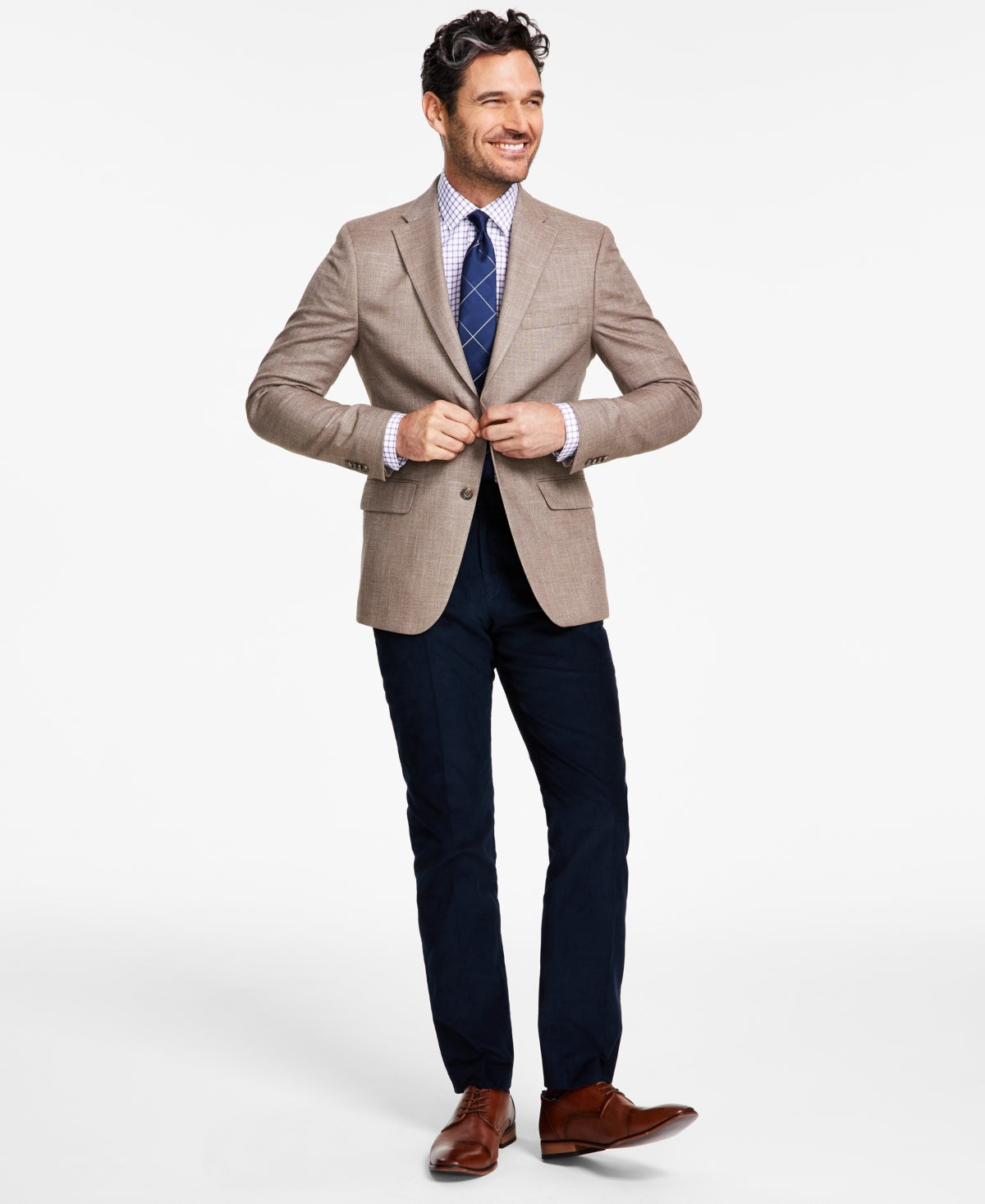 Tommy Hilfiger Mens Modern fit Sport Coat Blazer 46 R Light Brown Solid
