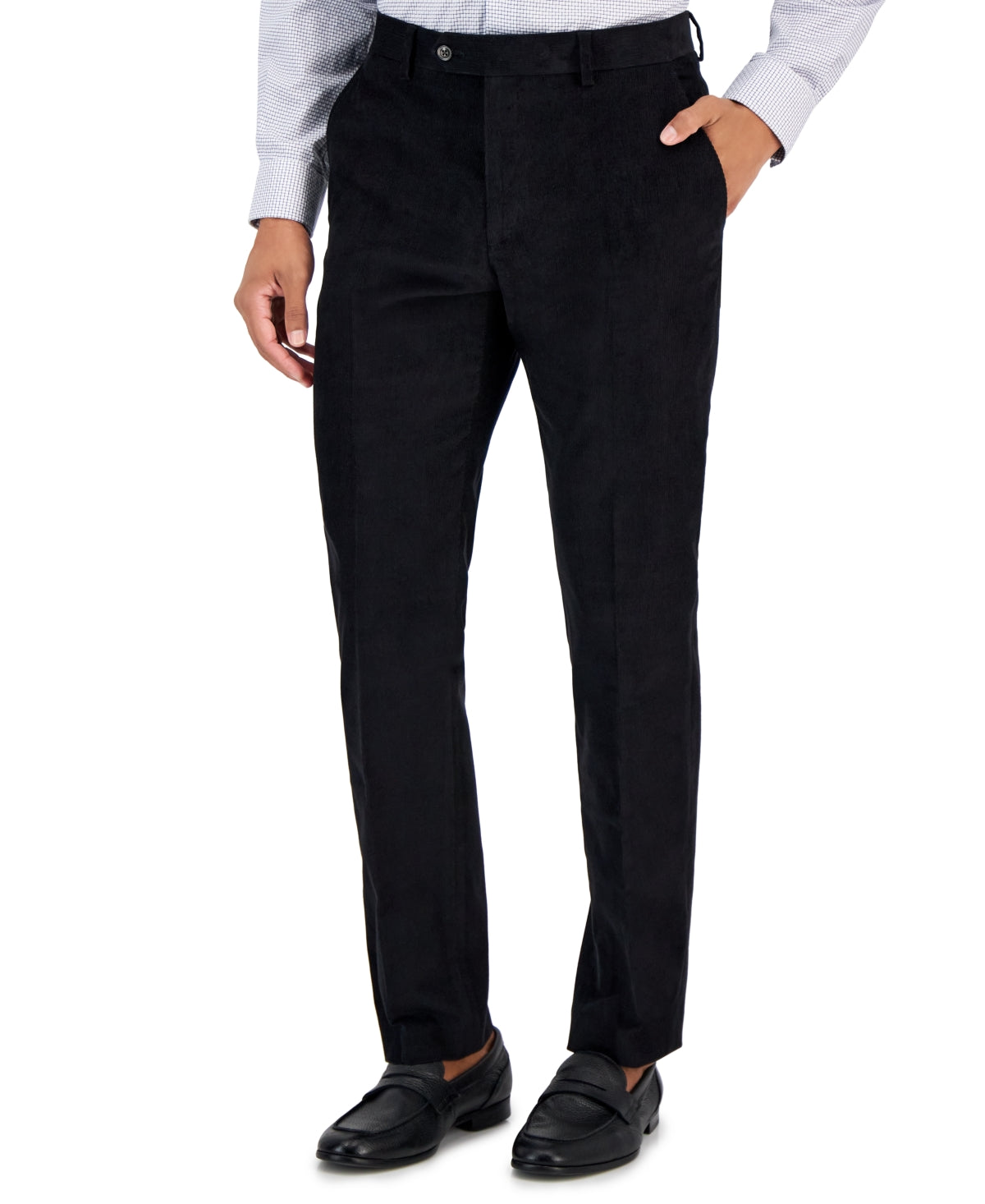 Tommy Hilfiger Men's Modern Fit Corduroy Dress Pants Black 48 x 34