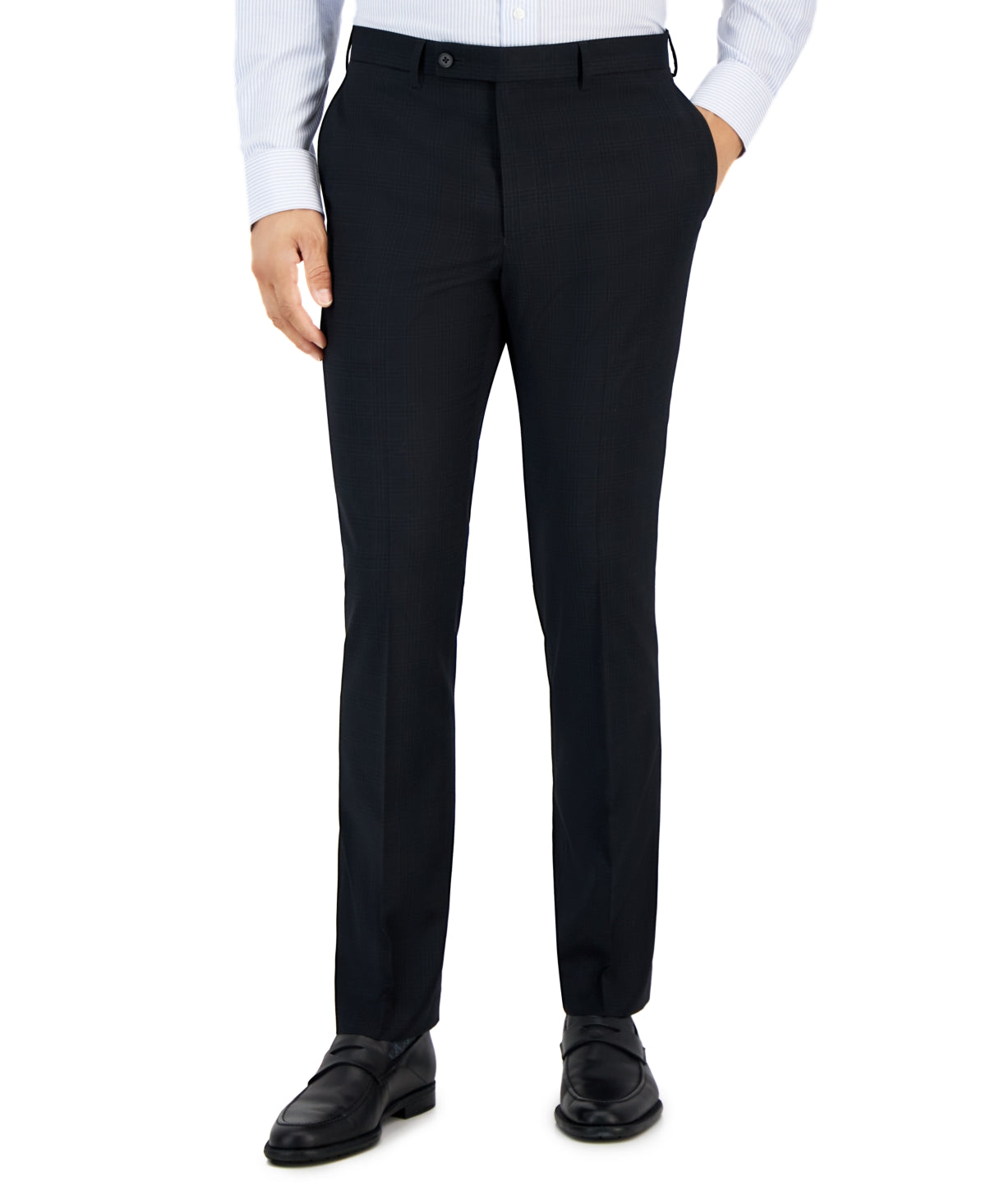 Dkny Mens Modern fit Dress Pants 30 / 30 Black Plaid Stretch