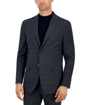 DKNY Mens Modern fit Suit Jacket Blazer 36 R Charcoal Grey Plaid Stretch