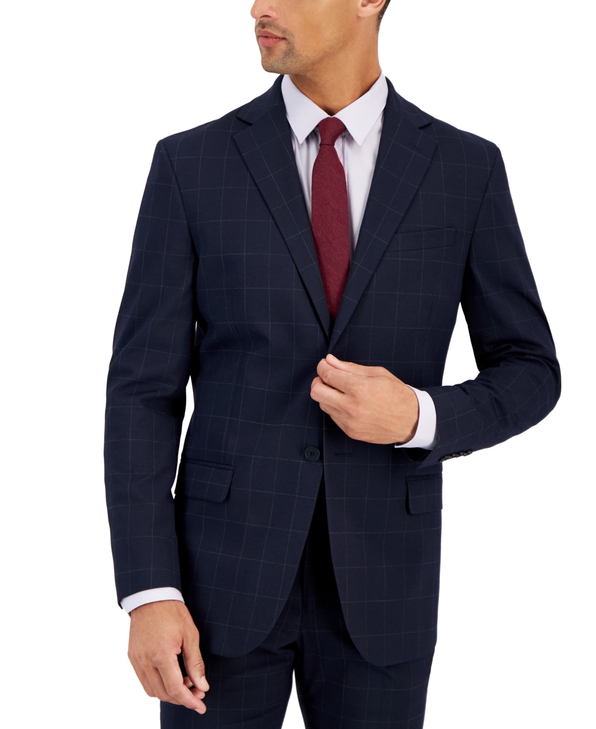 Dkny Mens Modern fit Suit Jacket Blazer 38 L Navy Blue Plaid