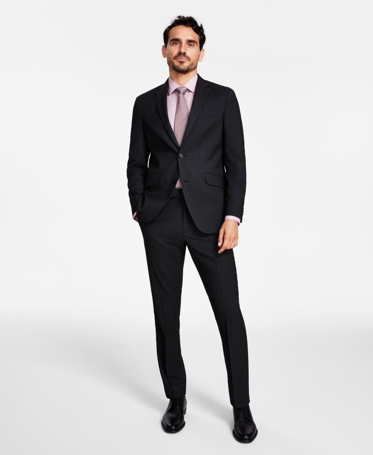Kenneth Cole Mens Slim Fit Dress Pants 42 X  32  Black Pindot COKK2FBZ0017