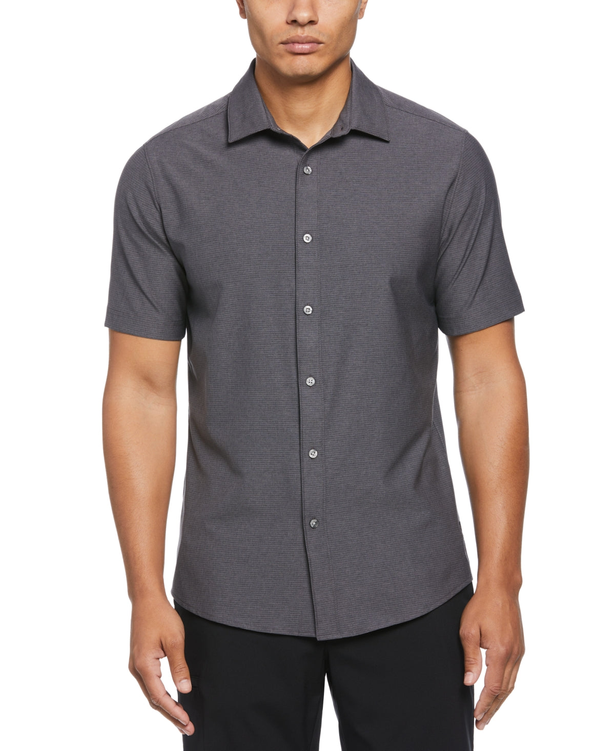PGA TOUR Apparel Men Regular fit Short Sleeve Button-Up Shirt Large Grey Solid