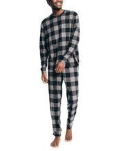 Nautica Men's 2-Pc. Relaxed Waffle-Knit T Shirt Pajama Pants Set XL Grey Plaid