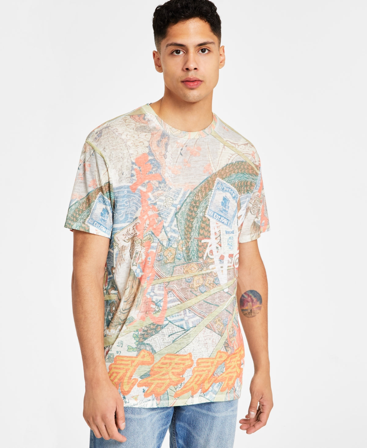 Guess Men Regular fit Short Sleeve T-Shirt Shirt Small White