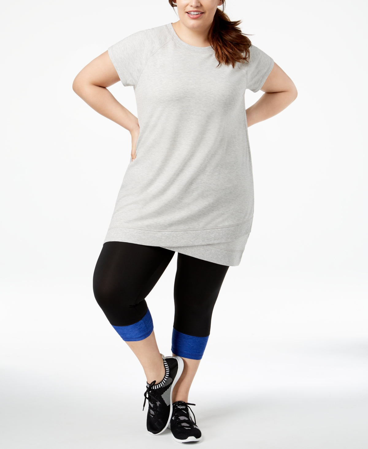 ID Ideology Women Regular fit Short Sleeve T-Shirt Shirt 3X Grey Solid
