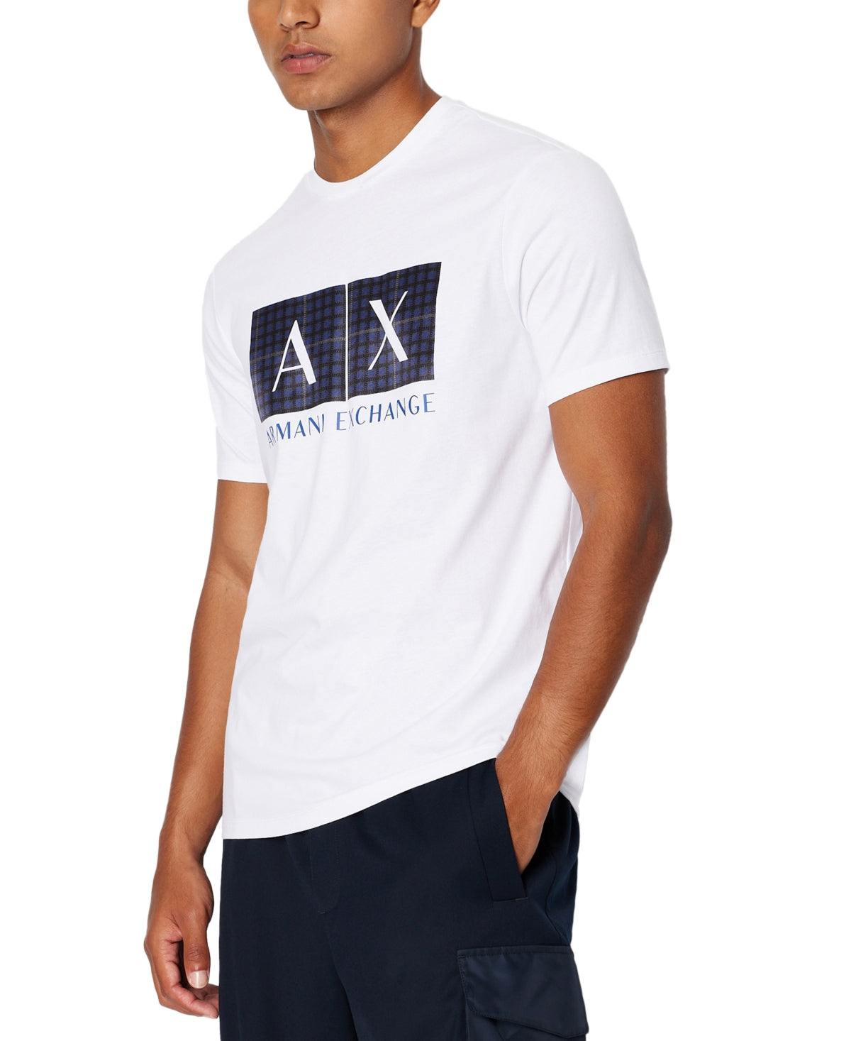 Armani Exchange Mens Logo Graphic Short Sleeve T Shirt White 2XL