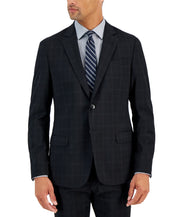 AX Armani Exchange Men's Slim Fit Windowpane Wool Sport Coat Blazer Black 40R