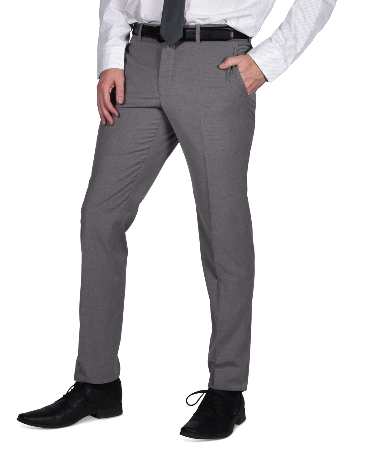 Perry Ellis Mens Slim fit Dress Pants 34 / 30 Light Grey Check Stretch