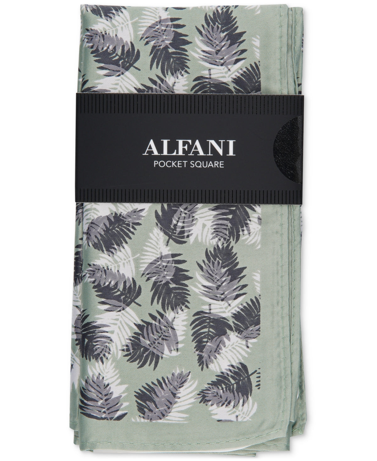 Alfani Mens Baxley Leaves Pocket Square Mint Green Necktie OS