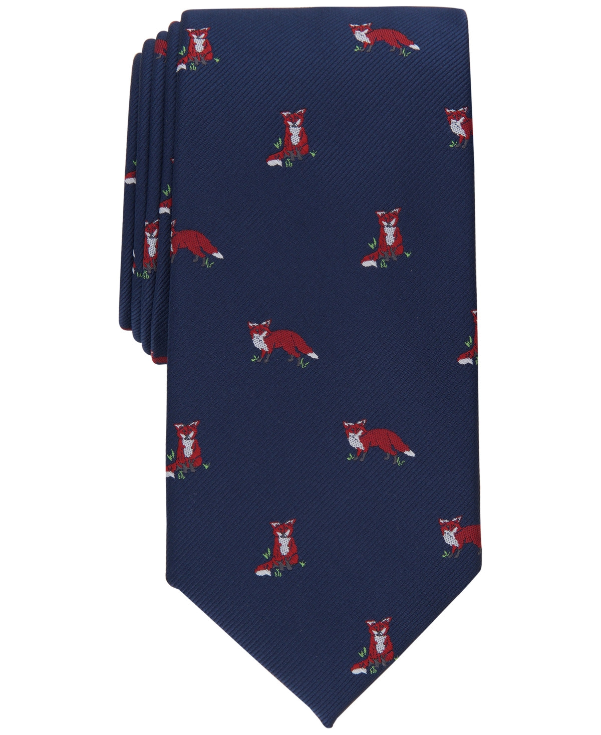 Club Room Mens Necktie Fox Print Tie Navy