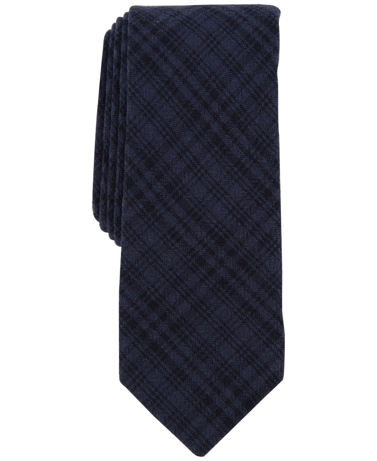 Bar III Mens Tie Toto Plaid Necktie Navy Blue