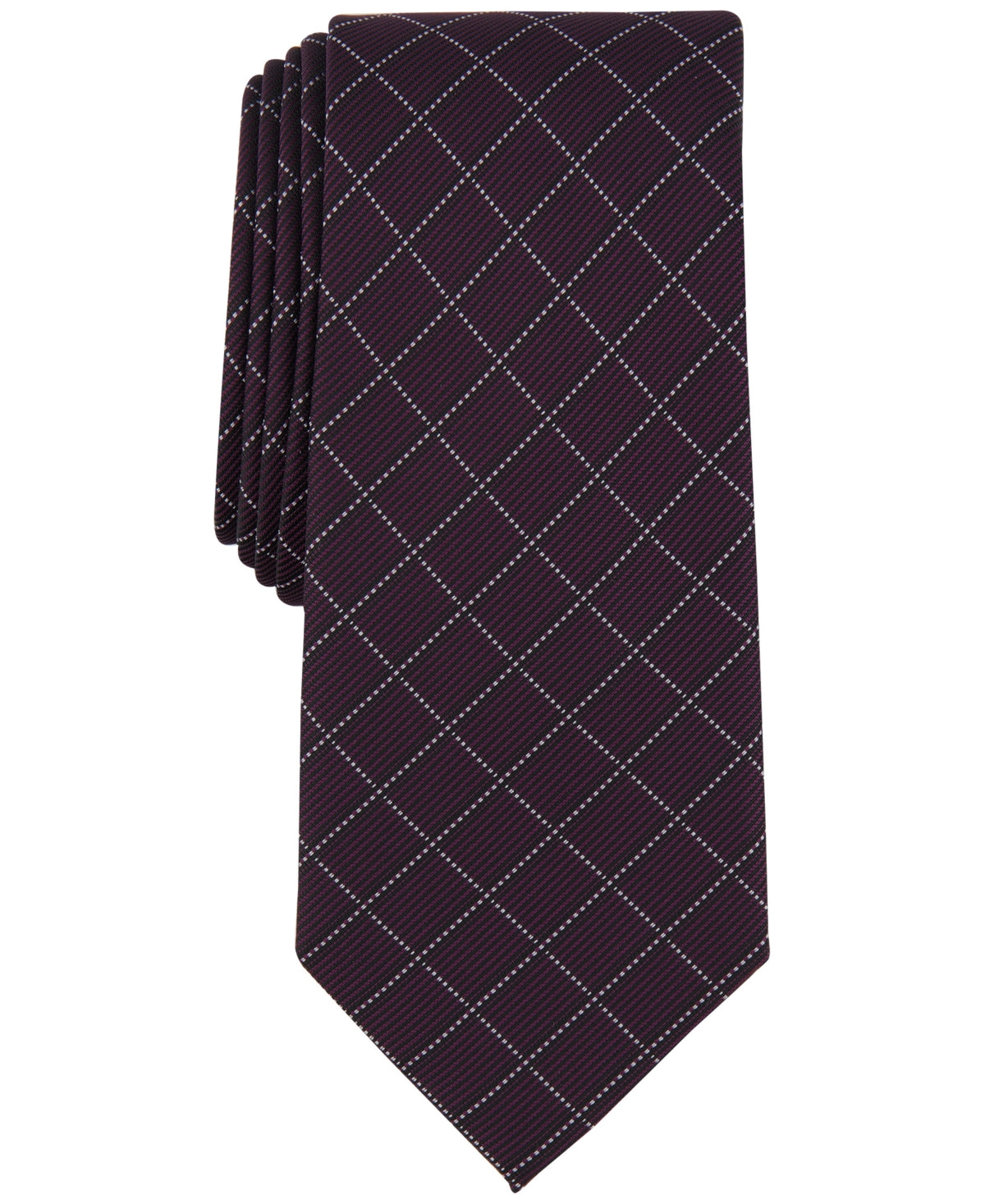 Alfani Men's Tie  Grid Slim Necktie Purple