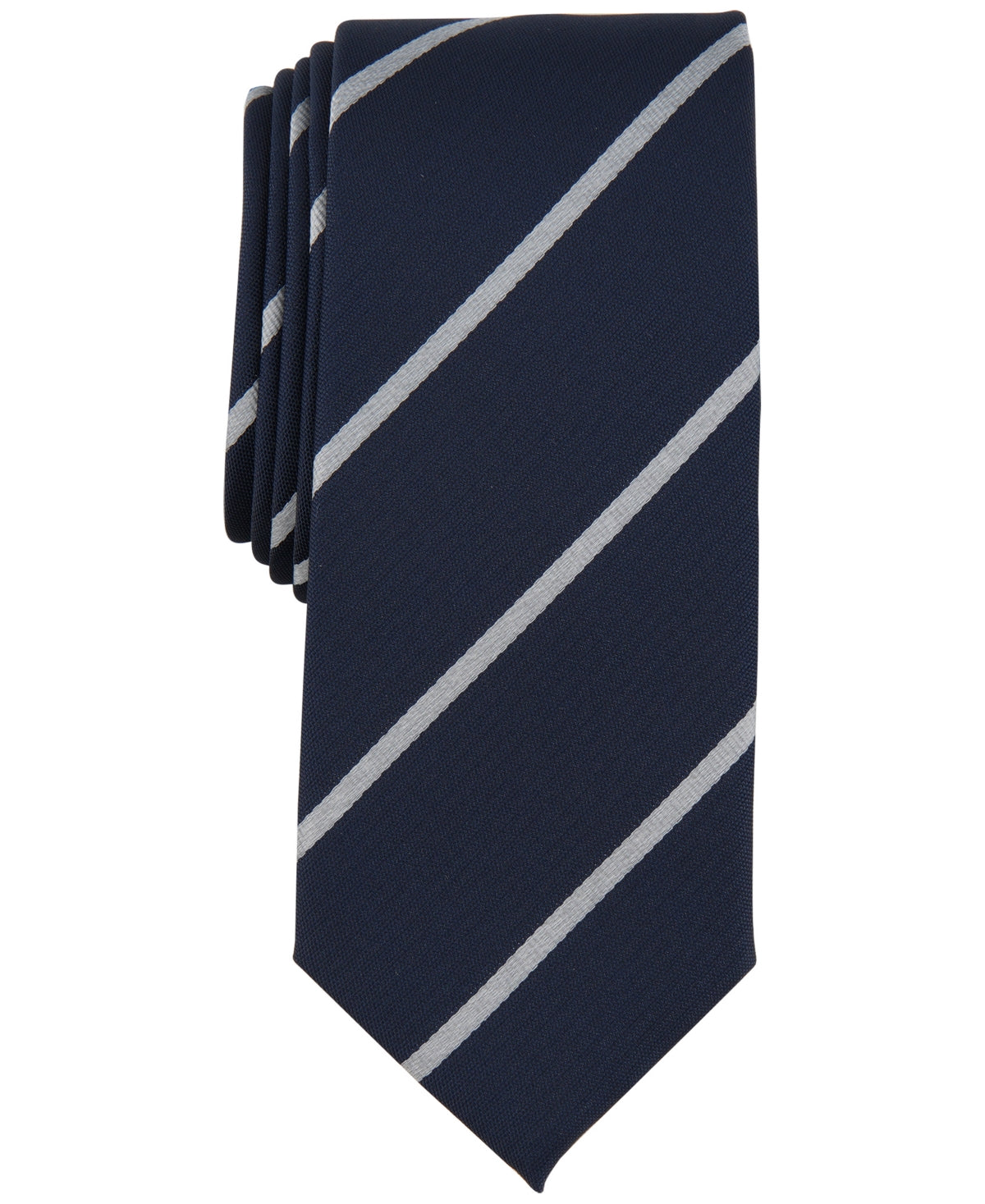 Alfani Mens Necktie  Stripe Navy Blue Tie