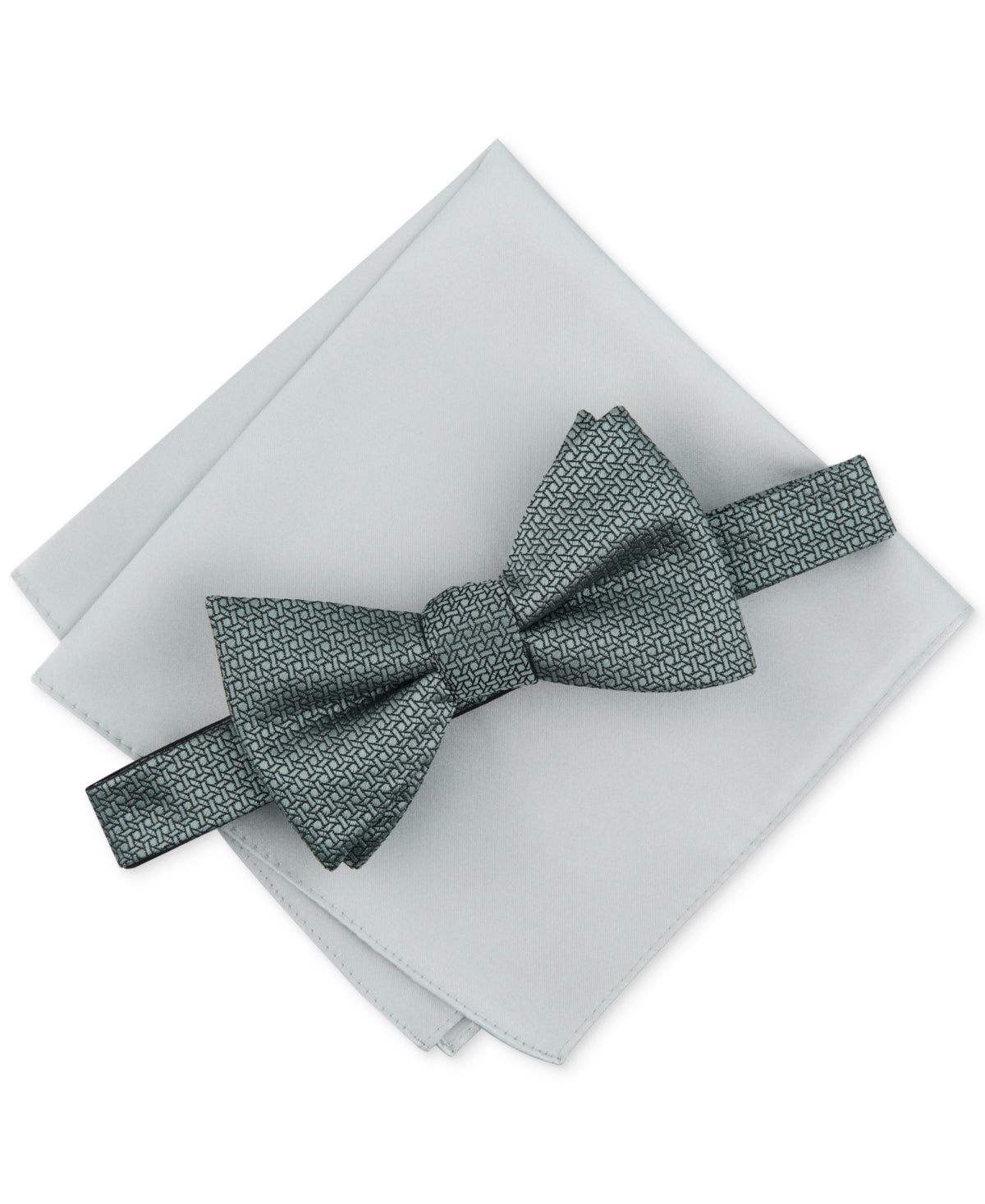 Alfani Mens 2 Piece Bow Tie Pocket Square Set Mint Green Necktie