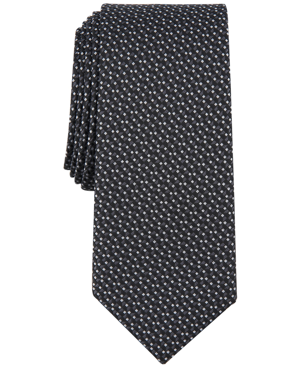 Alfani Mens Necktie Mangin Mini Print Black  Necktie Tie