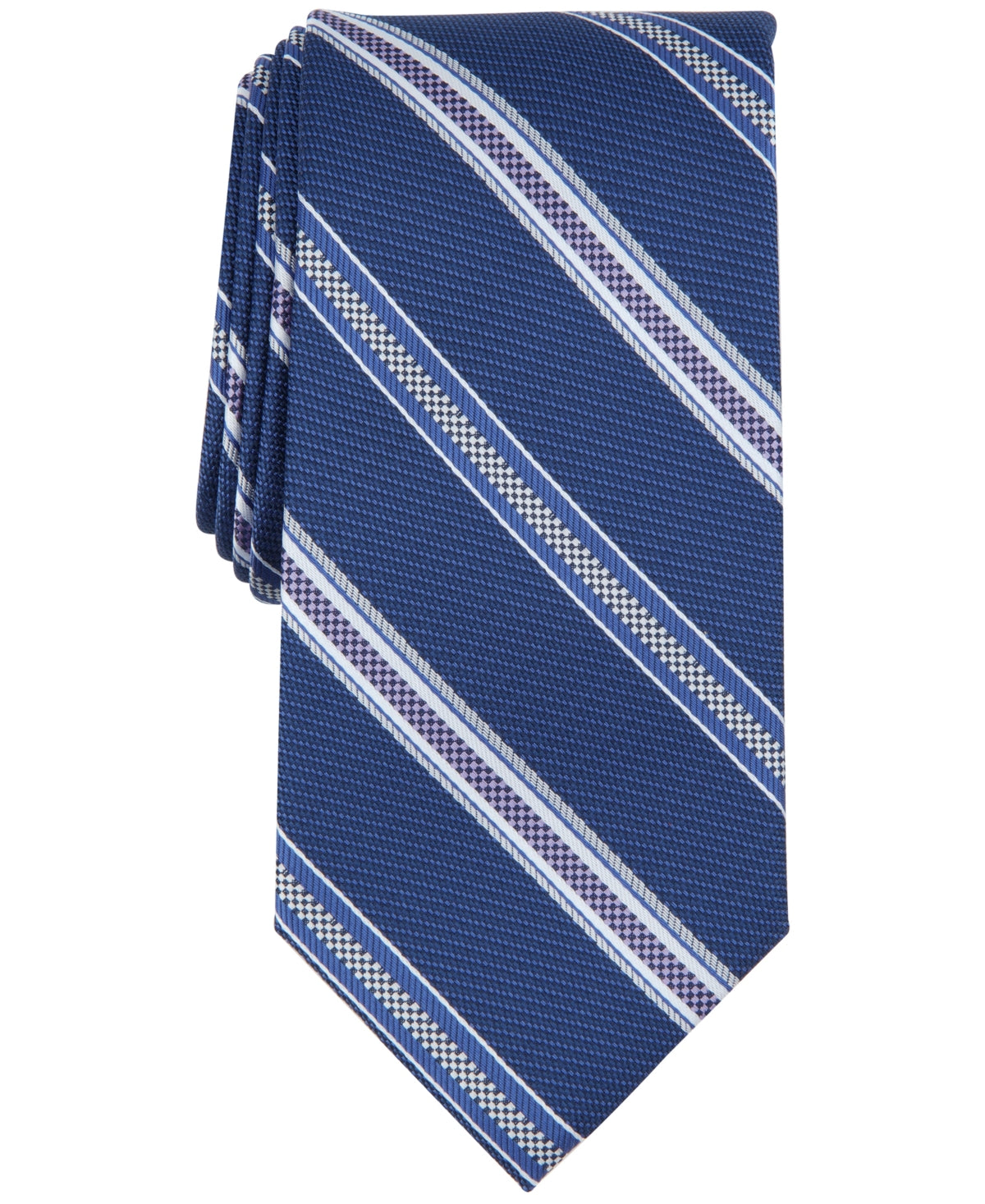 Perry Ellis Mens Calvor Stripe Tie Navy Blue Necktie