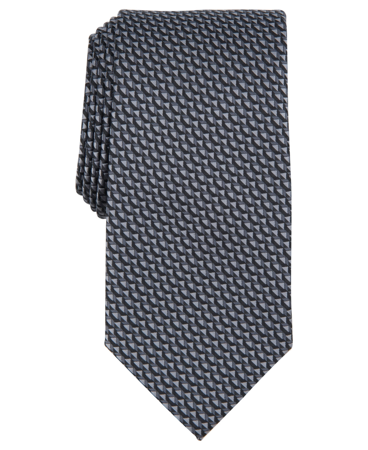 Perry Ellis Mens Tie Necktie One Size Black Geometric