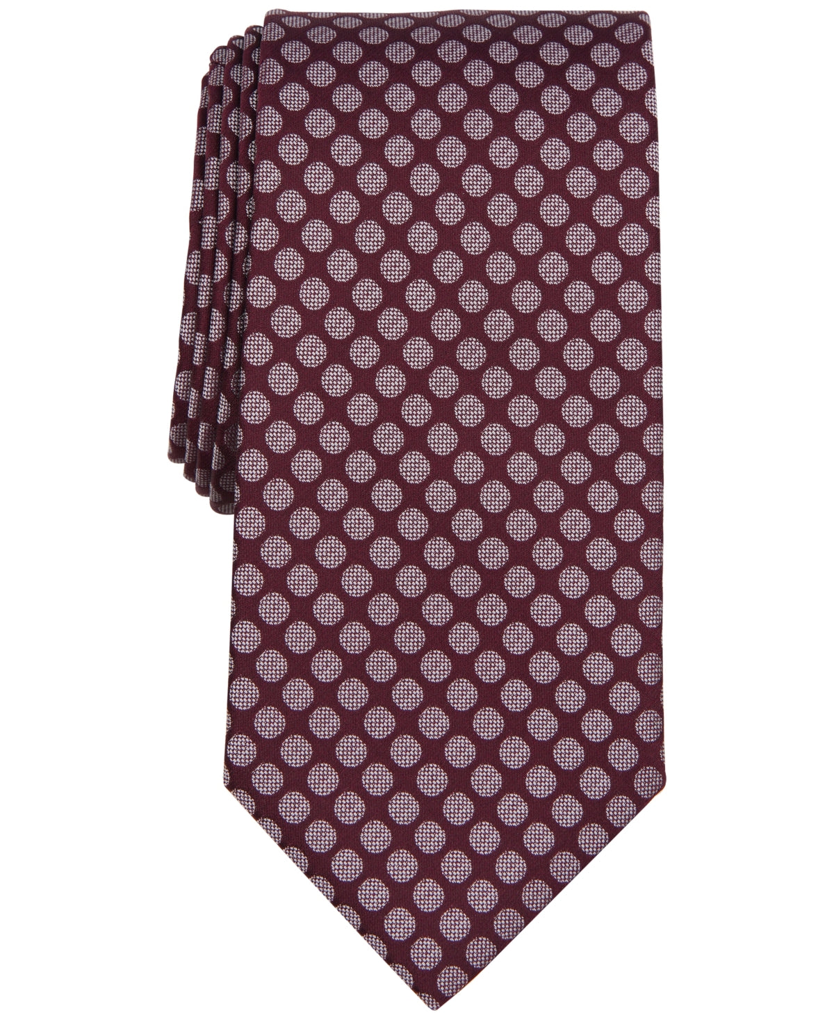 Perry Ellis Mens Teague Dot Print Tie Burgundy Red Necktie