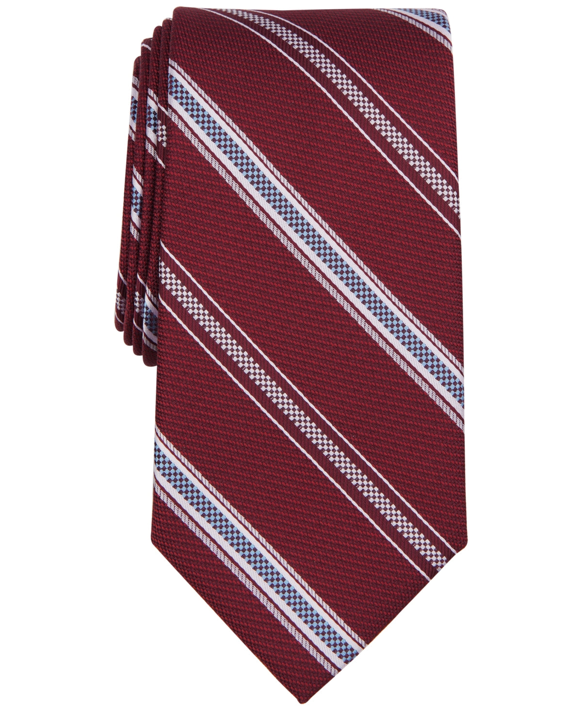 Perry Ellis Mens Necktie Calvor Stripe Tie Red