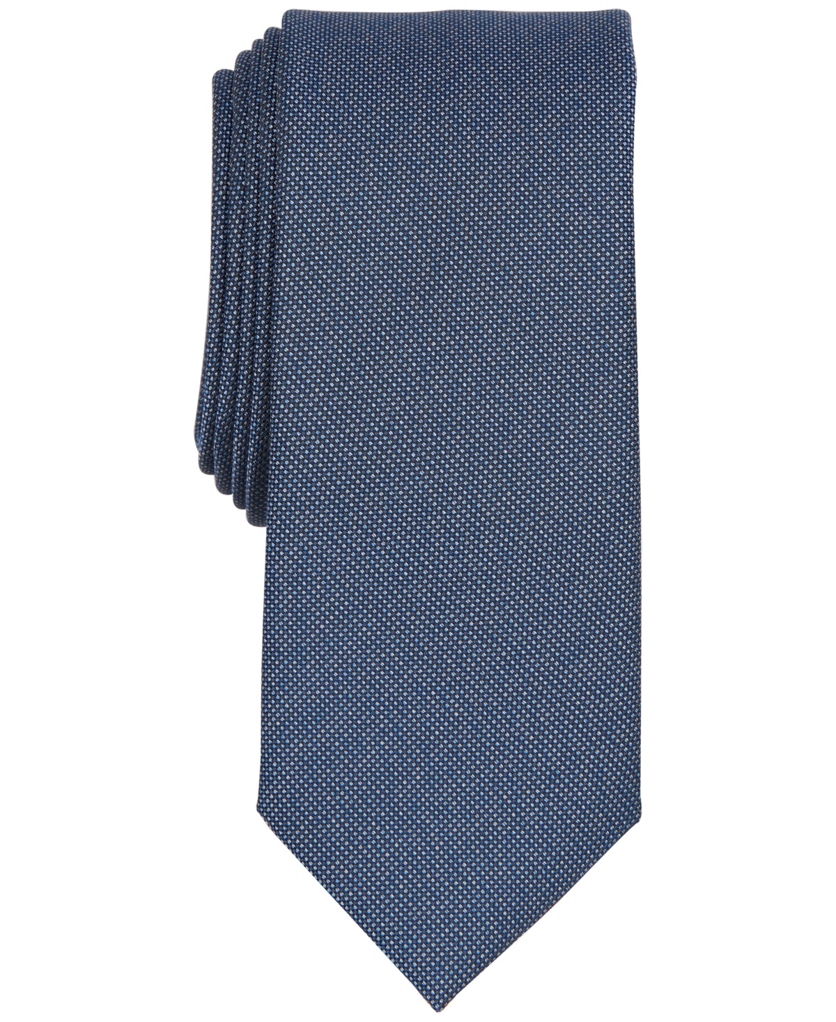 Bar III Mens Tie Cobbled Solid Necktie Denim Blue