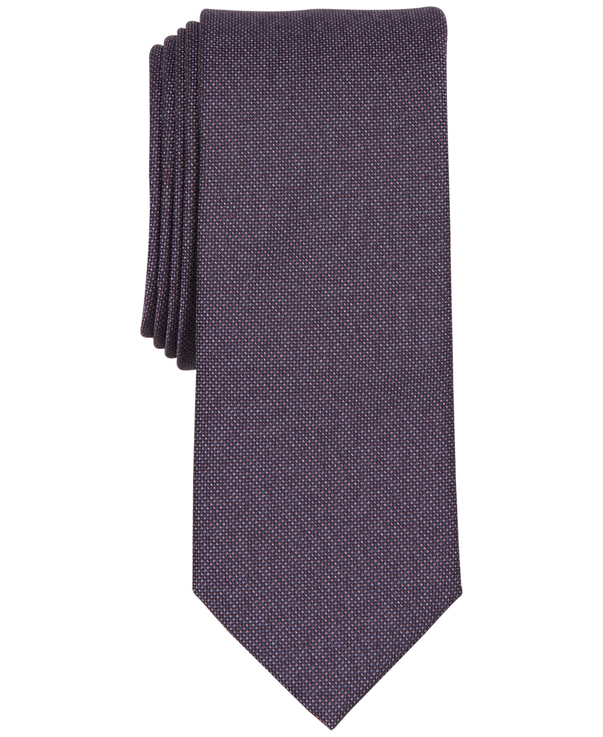 Bar III Mens Tie Cobbled Solid Necktie Purple