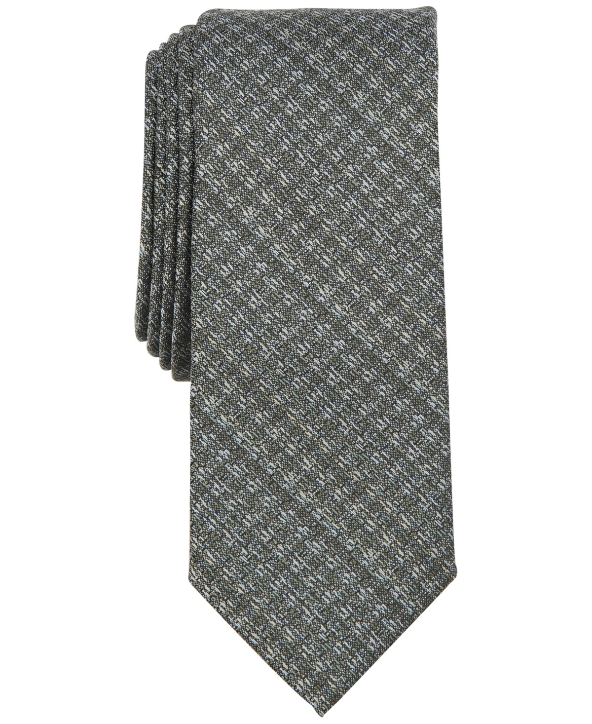 Bar III Mens Milan Green Solid Textured Tie Necktie