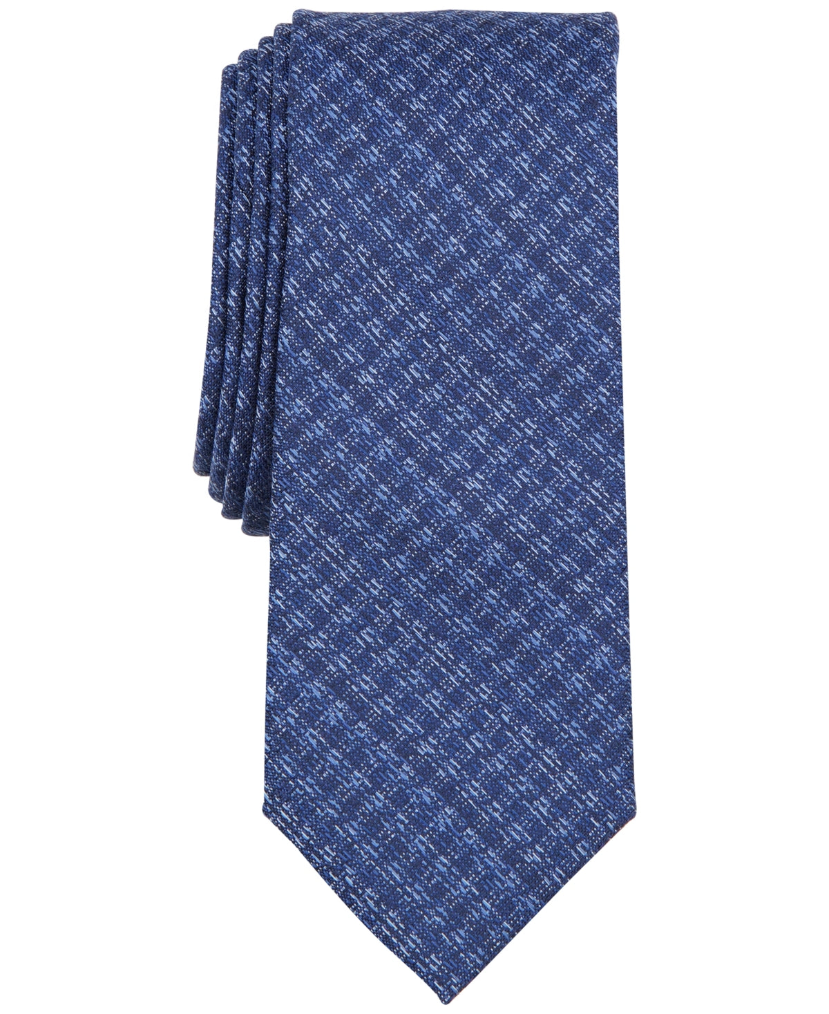 Bar III Mens Milan Solid Textured Necktie Navy Blue